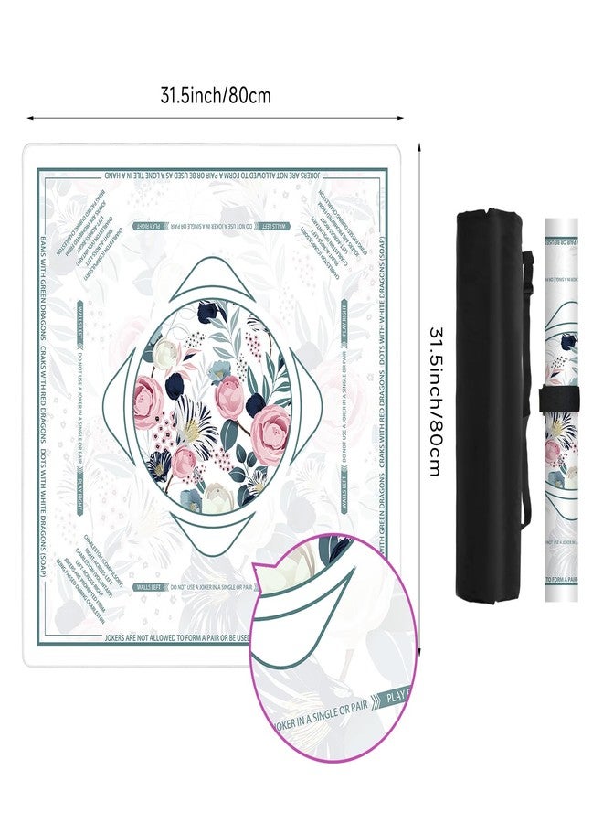 Deyimmei Mahjong Mat for Table - Non-Slip Mahjong Table Cover with Storage Pockets, Perfect Mahjong Accessories & Gifts for Women, Men, and Mahjong Enthusiasts (Floral Elegance) - Image 2